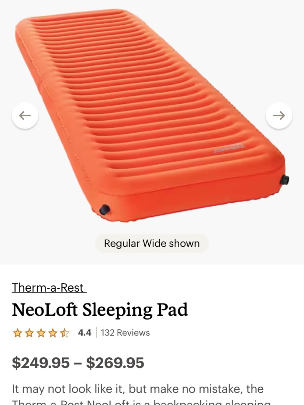 Therm-a-rest Neoloft Sleeping Pad